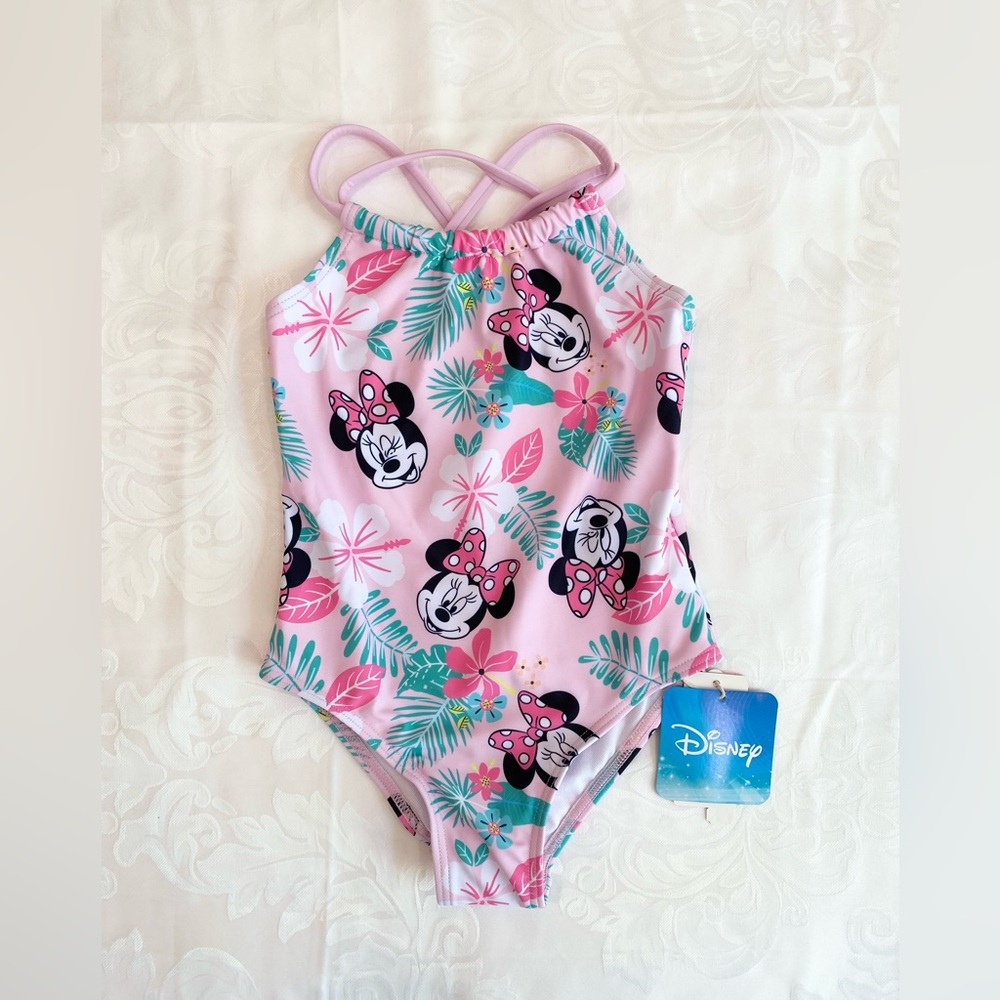 Disney Minnie Mouse Toddler/Kid Girl Floral Print UPF 50+ One-piece Swimsuit
